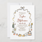 Invitation Citrouille Whimsical Funky Main tiré automne Anniv (Devant)