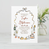 Invitation Citrouille Whimsical Funky Main tiré automne Anniv (Debout devant)