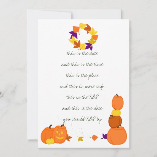 Invitation Citrouilles à la porte (Dos)