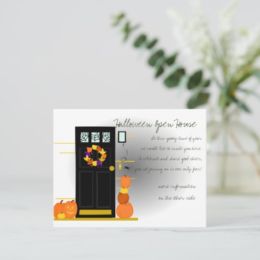 Invitation Citrouilles à la porte (Debout devant)