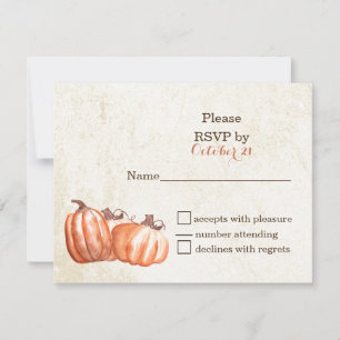 Invitation citrouilles aquarelle récolte automne mariage cart