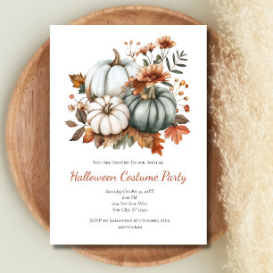 Invitation Citrouilles Automne Fleurs Fête d'Halloween