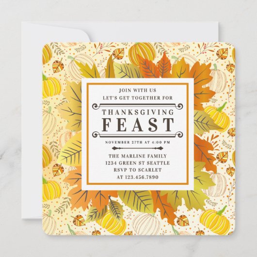 Invitation Citrouilles Automne Récolte Motif (Devant)