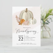 Invitation Citrouilles Blanches et Fleurs d'Automne, Action d (Debout devant)