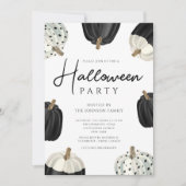 Invitation Citrouilles blanches et noires mignonnes Halloween (Devant)