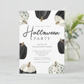 Invitation Citrouilles blanches et noires mignonnes Halloween (Debout devant)