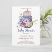 Invitation Citrouilles Chic, Fleurs Baby Shower (Debout devant)