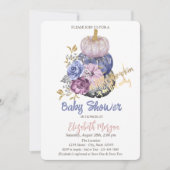 Invitation Citrouilles Chic, Fleurs Baby Shower (Devant)