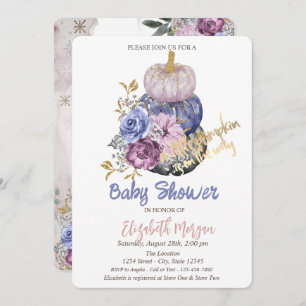 Invitation Citrouilles chics, Baby shower Fleurs