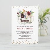 Invitation Citrouilles couples baby shower élégante invitatio (Debout devant)