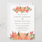 Invitation Citrouilles d'aquarelle Mariage d'automne (Devant)