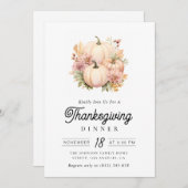 Invitation citrouilles d'aquarelle Thanksgiving dîner (Devant / Derrière)