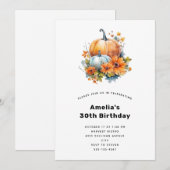 Invitation Citrouilles d'automne avec fleurs et feuillage d'a (Devant / Derrière)