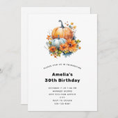 Invitation Citrouilles d'automne avec Fleurs et Foliage Anniv (Devant / Derrière)