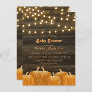 Invitation Citrouilles d'automne et Baby shower rustique
