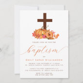 Invitation Citrouilles d'automne et Baptême de bébé croisé (Devant)