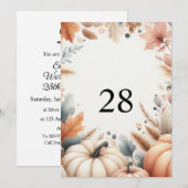 Invitation Citrouilles d'automne feuilles texte de calligraph (Devant / Derrière)