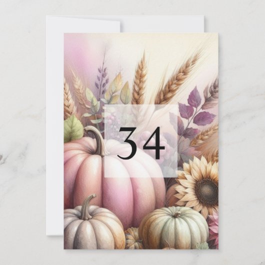 Invitation Citrouilles d'automne texte de calligraphie à l'aq (Devant)