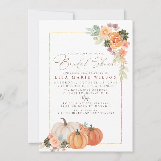 Invitation Citrouilles de Cactus Orange Rustique Shower de Ma (Devant)