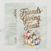 Invitation Citrouilles de couleur pastel pour le festin de la (Devant / Derrière)