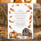 Invitation Citrouilles de grange rustique Feuilles d'automne 
