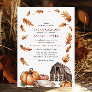 Invitation Citrouilles de grange rustique Feuilles d'automne 
