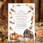 Invitation Citrouilles de grange rustique Feuilles d'automne 