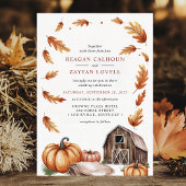 Invitation Citrouilles de grange rustique Feuilles d'automne 