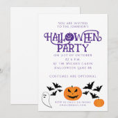 Invitation Citrouilles de la fête d'Halloween chauve-souris t (Devant / Derrière)