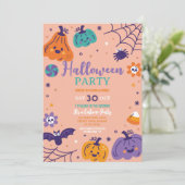 Invitation Citrouilles de la fête d'Halloween chauves-souris (Debout devant)