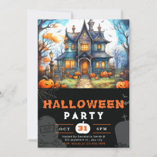 Invitation Citrouilles de Maison de Campagne Halloween Noir