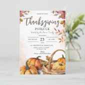 Invitation Citrouilles de potluck de Thanksgiving Rustique d' (Debout devant)
