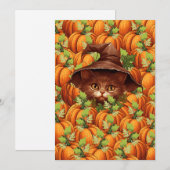 INVITATION CITROUILLES DE THANKSGIVING CHAT MIGNON (Devant / Derrière)