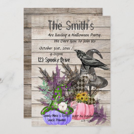 Invitation Citrouilles d'Halloween (Devant / Derrière)