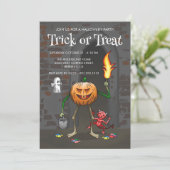 Invitation Citrouilles d'Halloween Farce ou Friandise (Debout devant)