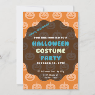 Invitation Citrouilles d'Halloween orange clair et orange fon