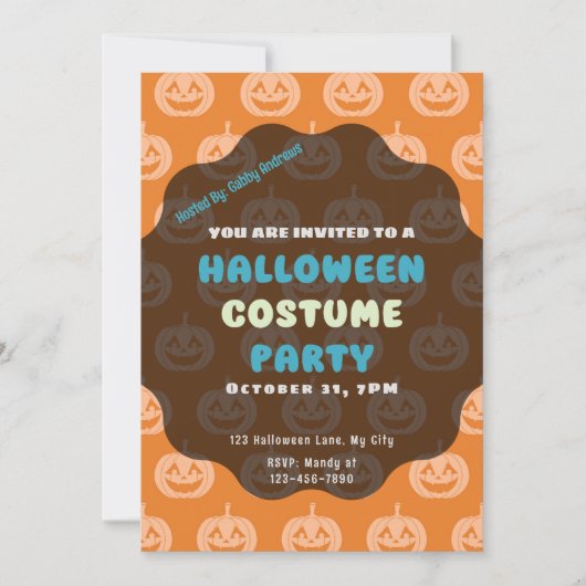 Invitation Citrouilles d'Halloween orange clair et orange fon (Devant)