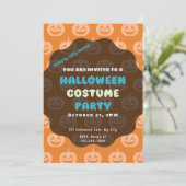 Invitation Citrouilles d'Halloween orange clair et orange fon (Debout devant)