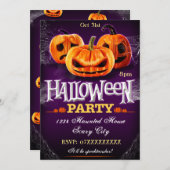 Invitation Citrouilles d'invitation de fête d'Halloween perso (Devant / Derrière)