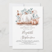 Invitation Citrouilles d'or blanc et rose automne récolte Ann (Devant)
