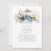 Invitation Citrouilles d'or et succulents verdure automne Bap (Devant)