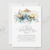 Invitation Citrouilles d'or Succulents Verdure automne Annive (Devant)