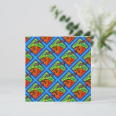 Invitation Citrouilles et chauves-souris en Motif de vert/ble (Debout devant)