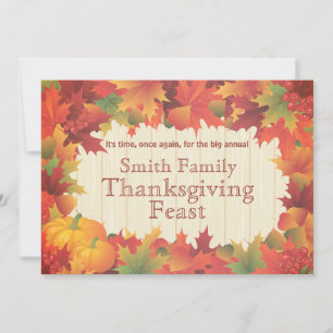 Invitation Citrouilles et couleurs d'automne, Thanksgiving