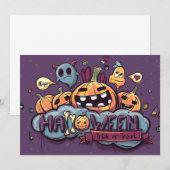 Invitation Citrouilles et fantômes d'Halloween des friandises (Devant / Derrière)