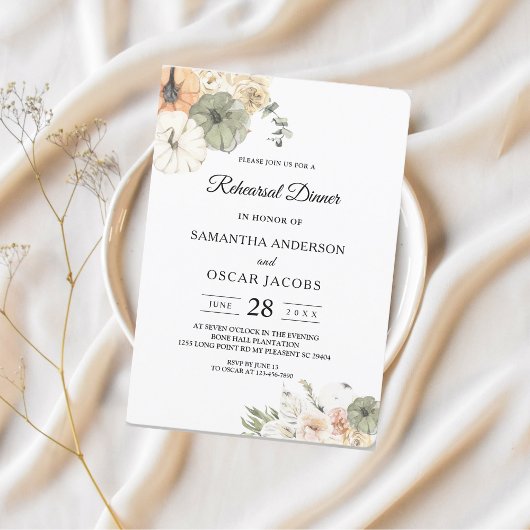 Invitation Citrouilles et fleurs d'aquarelle modernes