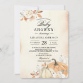 Invitation Citrouilles et fleurs orange d'automne rustique (Devant)