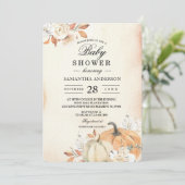 Invitation Citrouilles et fleurs orange d'automne rustiques (Debout devant)