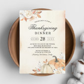 Invitation Citrouilles et fleurs orange d'automne rustiques