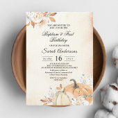 Invitation Citrouilles et fleurs orange d'automne rustiques